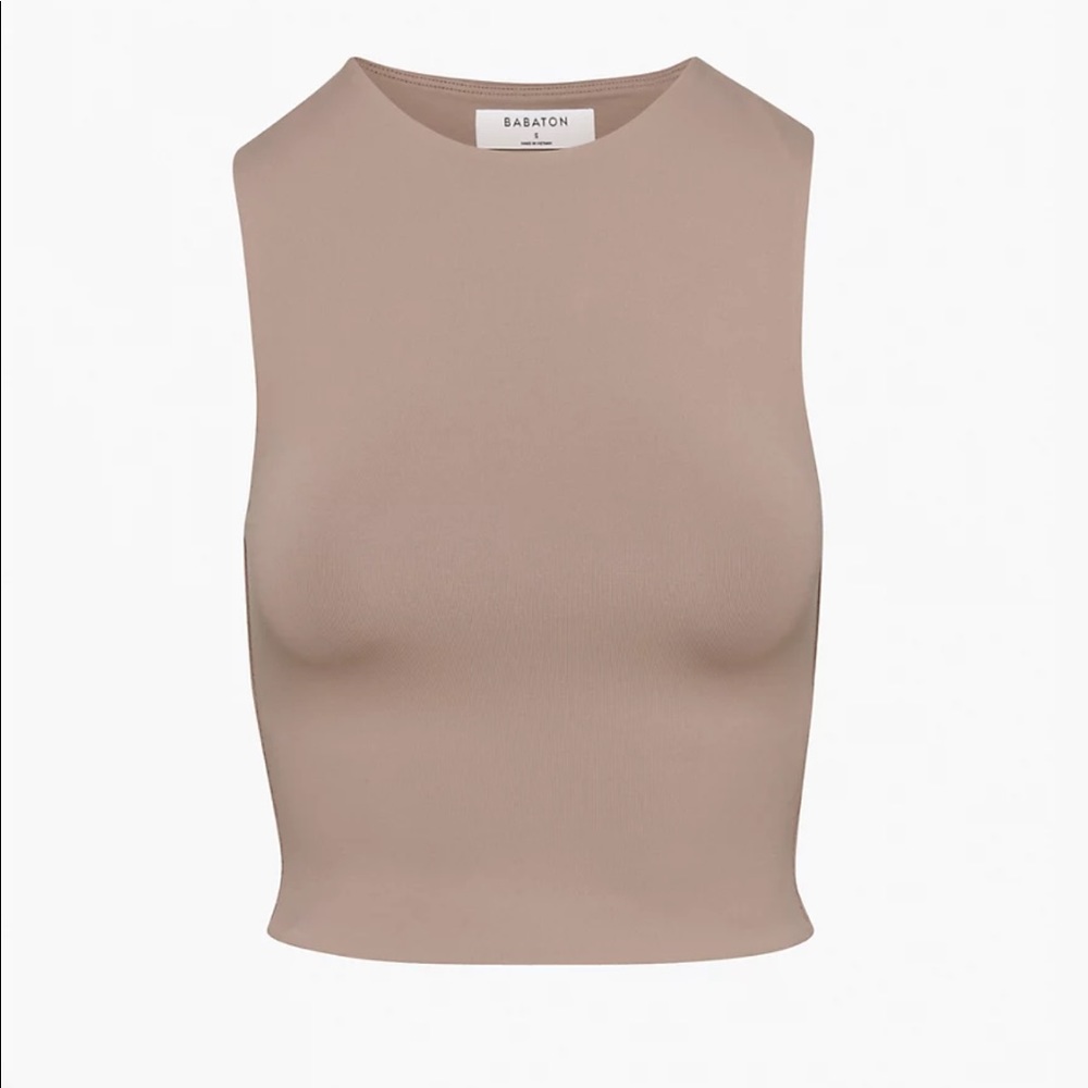 Aritzia Babaton Contour Muscle Tank size Small NWT Deep Taupe